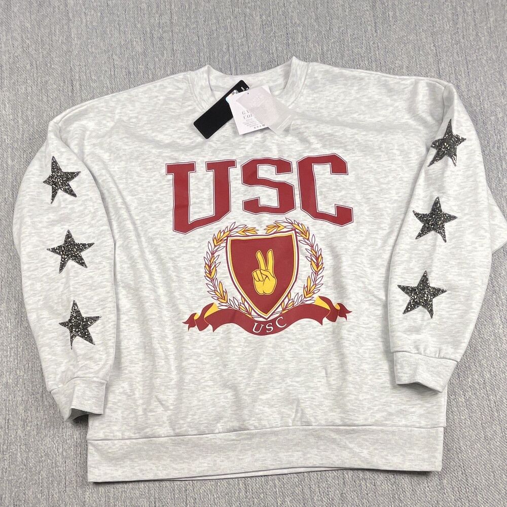 Gameday Couture USC Trojans Gray Star Sleeve Crewneck Sweatshirt Women’s M